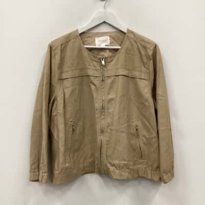 Trenery Linen Blend Zip Jacket Size 18