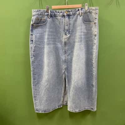 Boho Bird Happy Me Denim Skirt Size 20 Light Denim