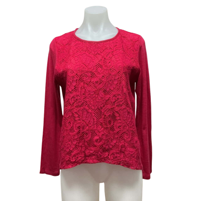David Lawrence Womens 100% Wool Size M Long Sleeve Top Red 