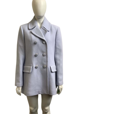 Brand New Kate Spade Womens Size L Wool Blend Twill Winter Jacket Pearl Blue