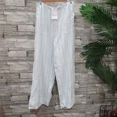 Cotton On  body Womens beach  Size XL Wide Leg Pants Blue / Striped / White 