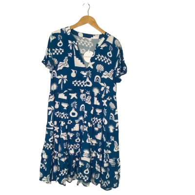 Grace&Co Womens  Size 10 Midi Dress Black  / Pattern / White 