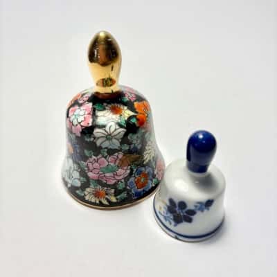 Enamel Cloisonné Bell & Deft Blue & White Miniature Bell Lot