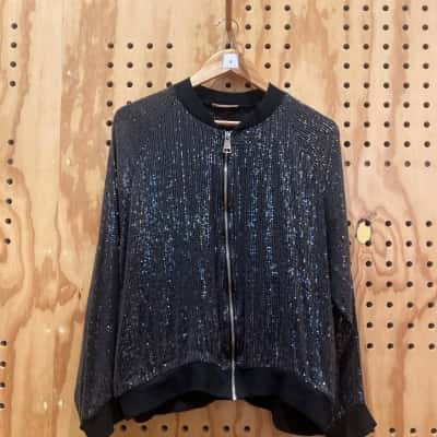 La Strada Womens Black Sequin Jacket Size S