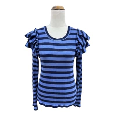 Trelise Cooper Womens Long Sleeve Rib Top Size S Blue / Striped 