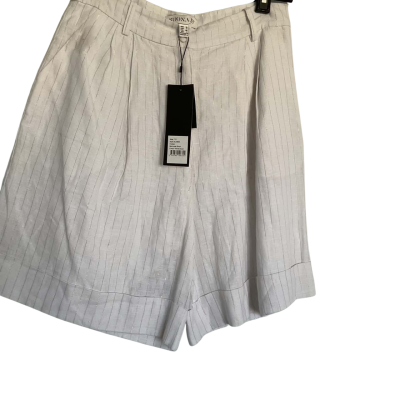 NEW -Shona Joy Womens  Size 10 High Wasted Shorts Gold / White stripe
