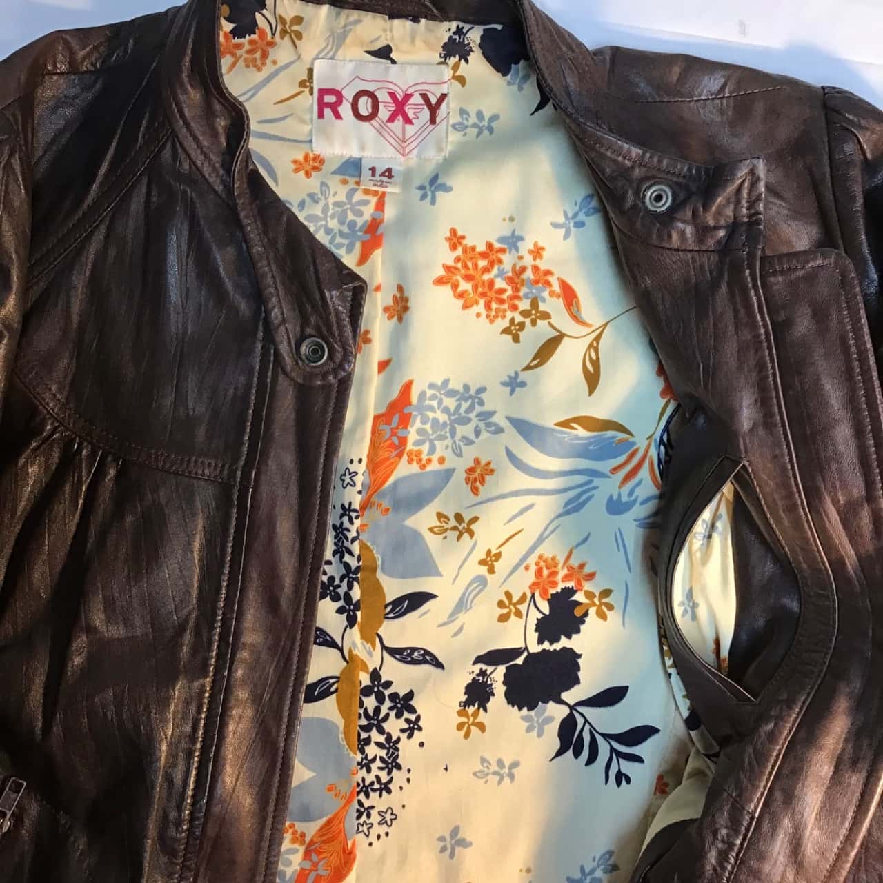 Roxy Womens Size 14 Brown Leather Jacket(s)