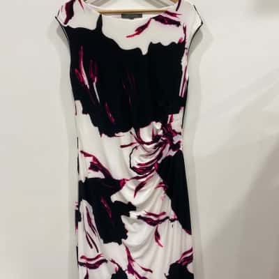 Liz Jordan Womens  Size M Midi Dress / Sleeveless Dress  Black  / Other / White 