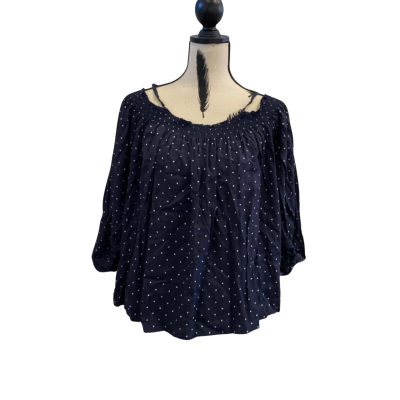 Seed Womens  Size S 3/4 Sleeve Top / Off-the-shoulder Top Navy Blue / White 