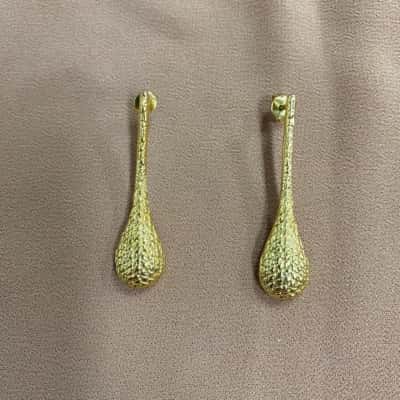  Womens Gold Tone Textured Tear Drop Earrings