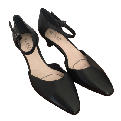 Diana Ferrari Womens  Size 6.5 Black  Low Leather Herls Corporate.   SR1
