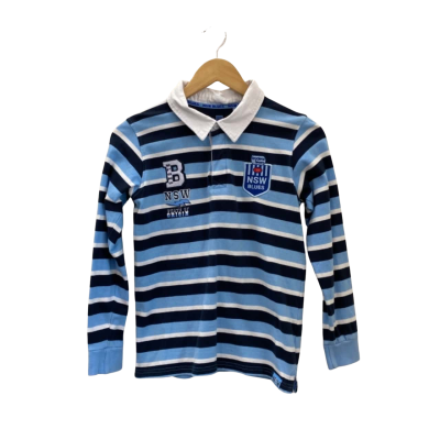 State of Origin Boys Size 12 Rugby Jersey Blue / Striped / White NSW Blues