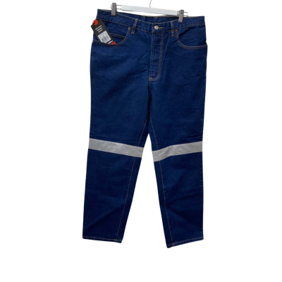 KingGee Originals Mens Straight Leg Jeans with Neon knee band- Size 92S -Blue 