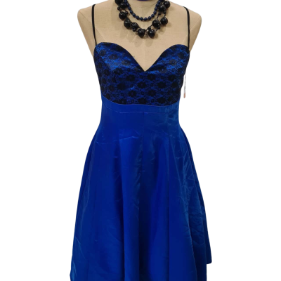  Womens Vintage Party Dress Black  / Blue. Waist 76cm. Bust 72cm. Hips free.