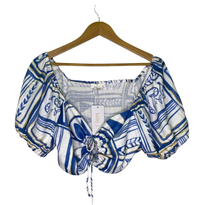Billy J Womens  Size 12 Cropped Top Blue / Striped / White / Yellow 
