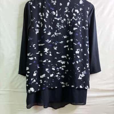 Liz Jordan Noni B Women's Size 10 3/4 Sleeve Top Blue / Navy Blue / Pattern / Purple / White BNWT