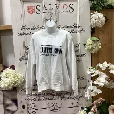 Country Road Brand! "AS NEW" HERITAGE CR FRONT PANEL LOGO CREWNECK JUMPER MADE OF 100% ORGANIC COTTON! Womens  Size M Crew Neck Jumper / Jumper White 