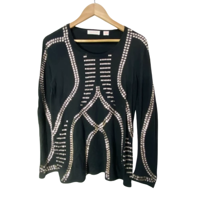 Sass & Bide Gold Embellished Black Thin Knit jumper Size S