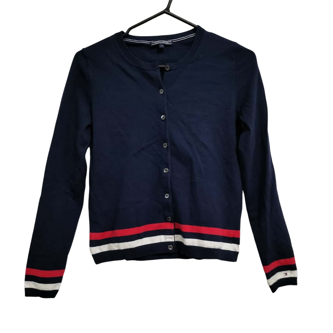 Tommy Hilfiger Womens Size XS Cardigans Navy Blue / Striped (s)