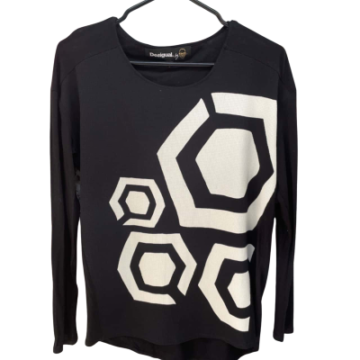 DESIGUAL Long-sleeved Black Top. Large 