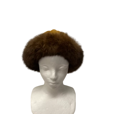 Eve Wallace Lambskin With Possum Fur Trim Womens  Size S Hat Brown 