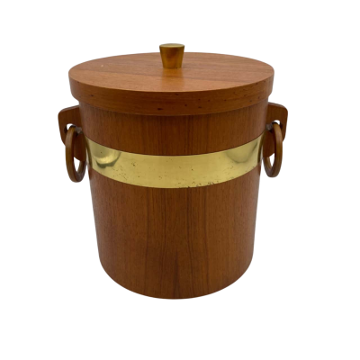 Mid Century Modern Teak & Brass Ice Bucket