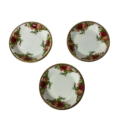 Vintage Royal Albert "Old Country Roses" 3 x Bone China Round Pin Dishes