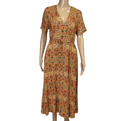 Tigerlily Womens  Size 10 Floral Dress Burnt Orange / Floral 