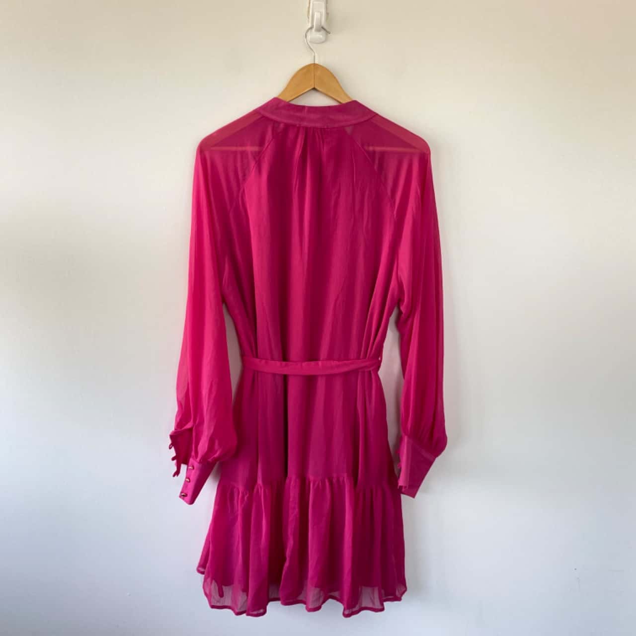 Ebby And I Hot Pink Corella Long Sleeve Button Up Mini Dress Size 16 / XXL  (s)