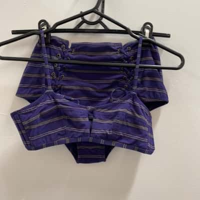 Jodhi Meares   Size 2 Bikini Set Purple/GreySilver Stripr