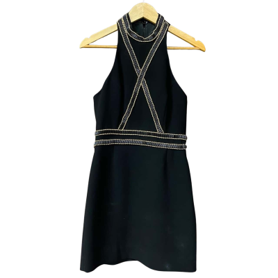 Sass & Bide Womens Black Gold Beaded Mini Dress
