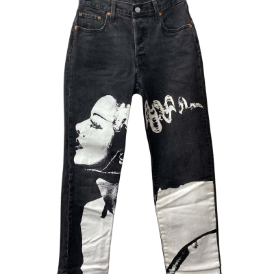 Levi's Frankenstein Womens  Size 25 / 30 Straight Leg Jeans Grey / White 