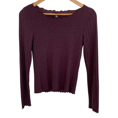Divided H&M Womens  Size 10 Long Sleeve Top Maroon 