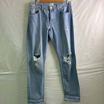 French Connection Womens Size 10 Slim Distressed Raw Edge Boyfriend Jeans Blue BNWT