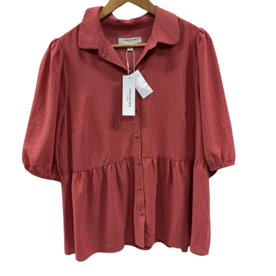 Forever New curve coral polyester top, Size 16 