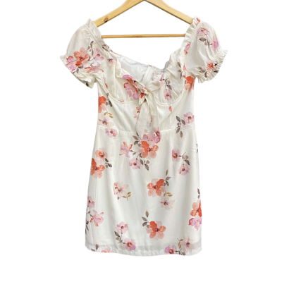 Dissh Womens Elsa White Floral Size 6 Mini Dress