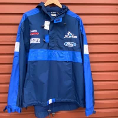  Stone Bros Mens Size L Blue Ford V8 All Weather Hooded Team Jacket