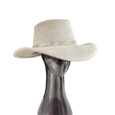 Outback Trader Leather Mens Hat Size XL Grey 