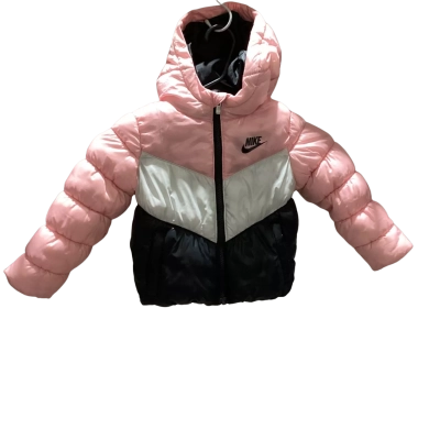 Nike Kids  Size 1 / 2 Winter Jacket with Hood Black  / Pink  / White 