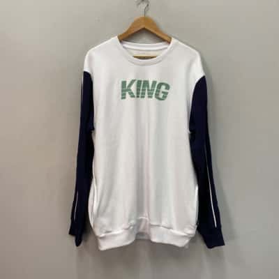 King  Mens  Size XL Fleeced Jumper Blue / Green / White 
