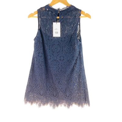 Preview - Navy Lace Shell Top (Size 10)