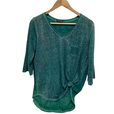 La Strada Womens  Size S 3/4 Sleeve Top Green 