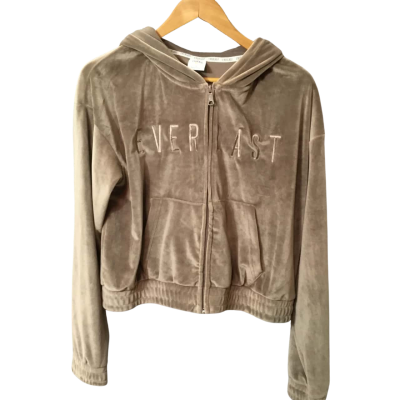 Everlast Womens Size 16 Luxe Velour Brown/Nude Loungewear Zip Up Hoodie