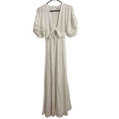 Seed Heritage Womens  Size 4 Maxi Dress White Linen Twist Front