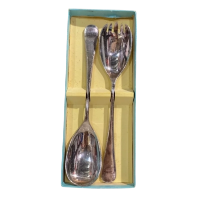 Vintage Walker & Hall Silver Plated Serving Spoon and Fork Set