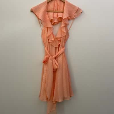Bettina Liano Womens  Size 8 Sorbet Ruffle Dress - Orange / White - NEW with Tags