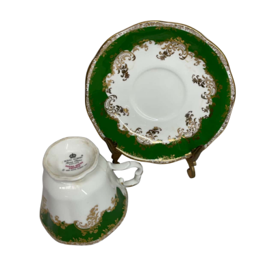 VINTAGE ROYAL ALBERT REGINA SERIES EMERALD BONE CHINA CUP AND SAUCER