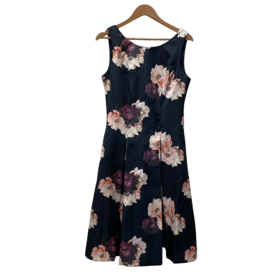 Review Womens  Size 10 Floral  / Maxi /Sleeveless Dress Navy Blue 
