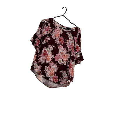 Portmans Womens   3/4 Sleeve Top Burgundy Floral Size 10