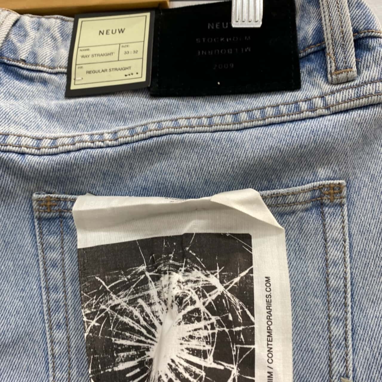 Neuw Mens Size 33 Straight Jeans Blue (s)